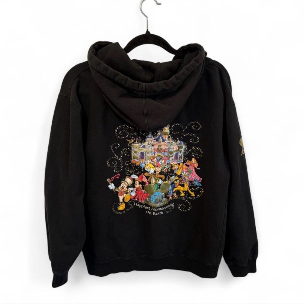 Rare Vintage Disneyland 50th Anniversary Black Zip Up Jacket/Hoodie